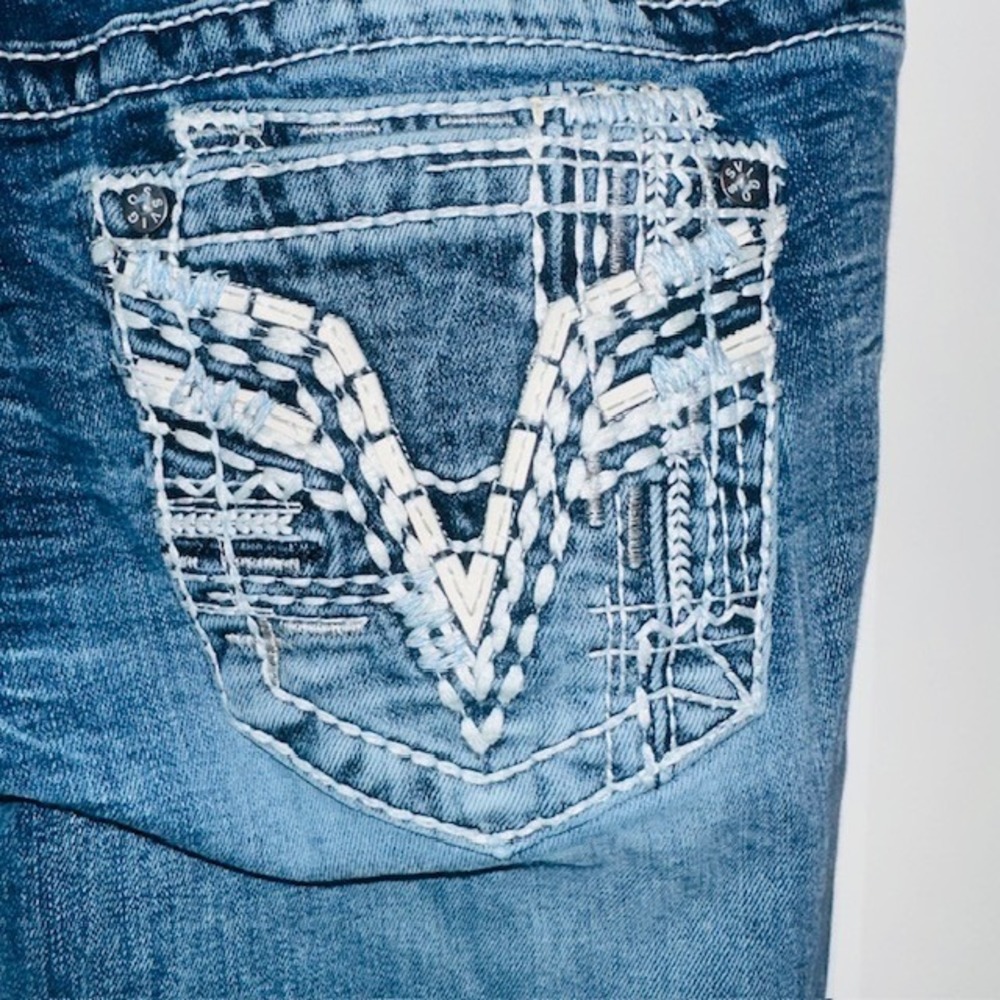 Women's Vigoss Ripped Distressed Skinny Jeans Dk Wash Denim‎ Embellished Pockets - Picture 7 of 14